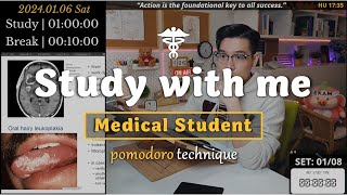 240106SAT Study with me 👨🏻‍⚕️ 8 Hrs  Pomodoro Timer  🔥🌊ASMR  SeewhY [upl. by Thormora]