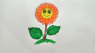 How to draw a cute sunflower 🌻😱😱 Step by StepDraw cute sunflower Artistgirl9696akash [upl. by Berk]