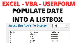 VBA Userform Populate a Listbox With Dynamic Range of Cells [upl. by Cowley661]