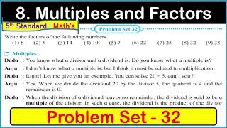 Problem set 32 Multiples and Factors Chapter 8 5th standard Math  Problem Set 32 Chapter 8 math [upl. by Trey]