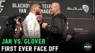 Jan Blachowicz vs Glover Teixeira Face Off For First Time  UFC 267 Press Conference [upl. by Carmelia627]