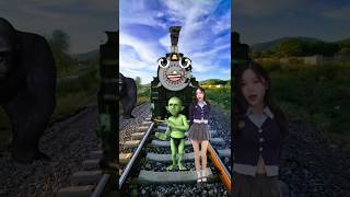 Gorilla punched the train 😜  VFX video  funny dance  champa chameli shorts [upl. by Sukcirdor]