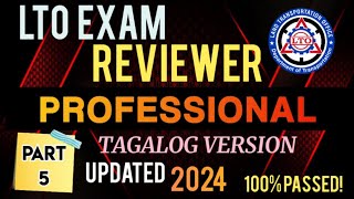 LTO EXAM REVIEWER FOR PROFESSIONAL DRIVERS LICENSE UPDATED 2024 TAGALOG VERSION PART 5 [upl. by Cynarra]