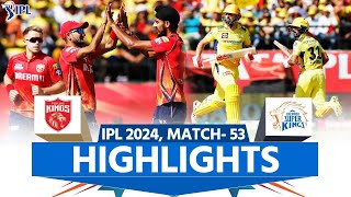 Highlights PBKS vs CSK IPL 2024 Punjab Kings vs Chennai Super Kings  full Match highlights [upl. by Aurelie]