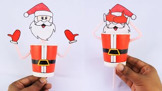 DIY Funny Santa Claus With Paper Cup  How to make santa claus with paper cup  Christmas craft idea [upl. by Arissa]