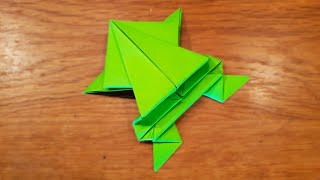 Origami Jumping Paper Frog  How To Make a Fidget Toy [upl. by Nyleikcaj]