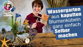 Wasserspiel Miniteich Springbrunnen aus alten Blumentöpfen einfach selber machen DIY Gartendeko [upl. by Eireva12]