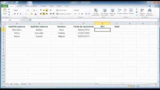 Tips Excel 2010 RFC y Edad [upl. by Ennayrb]