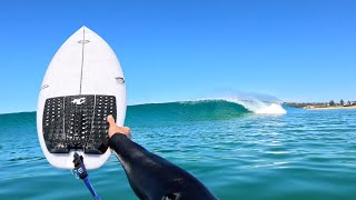 SURFING A NEW BOARD IN CLEAN BEACH BREAK WAVES RAW POV [upl. by Egan728]