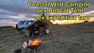 COASTAL WILD CAMPING IN OEX BOBCAT amp OEX EXPEDITION TARP BEAUTIFUL SUN SET [upl. by Roxanna96]