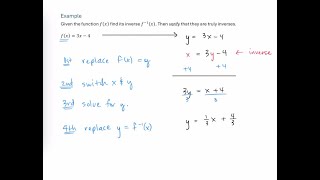 Given a Function find its Inverse and Verify Result [upl. by Reese]