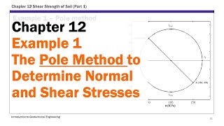 Chapter 12 Shear Strength of Soil  Example 1 The Pole Method to Determine Shear and Normal Stresses [upl. by Anahc]