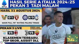 HASIL LIGA ITALIA TADI MALAM TERBARU  Inter vs Atalanta 40 Venezia vs Torino 01 SERIE A 2024 25 [upl. by Annasus]