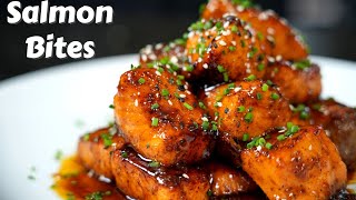 Honey Garlic Salmon Bites In Under 30 Minutes [upl. by Gnek686]