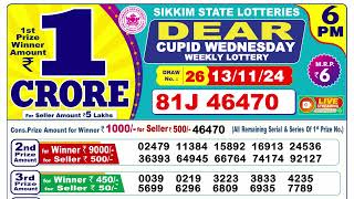 🔴LIVE Sikkim Lottery Result Today 6PM 13112024 Dear Cupid Wednesday [upl. by Hudgens815]