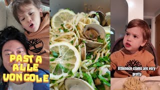 Making Pasta alle vongole for my 3 year old Levi [upl. by Livvi]