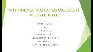 S1 MEDICAL STUDENTS PATHOGENESIS AND MANAGEMENT OF PERITONITIS [upl. by Eiddet]