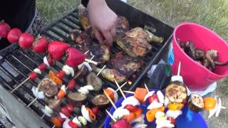 BBQIN Pt2Jamaican Jerk Wings Mushroom Asiago Flatbread Chicken Burgers Veggie Kabobs N More [upl. by Cusick]