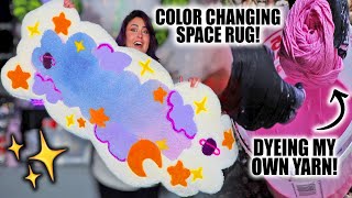 Making A COLOR CHANGING DREAMY SPACE RUG 🌙🪐✨ DYEING My Own Yarn amp TUFTING A Rug [upl. by Gustav]