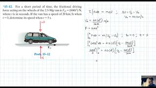 15–12 Kinetics of a Particle Impulse and Momentum Chapter 15 Hibbeler Dynamics Benam Academy [upl. by Senga252]