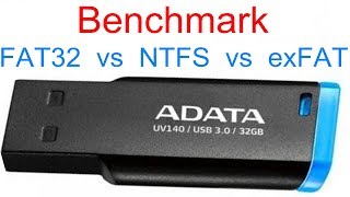 rd 200 Benchmark ADATA UV140 32GB USB 3 0 FAT32 vs NTFS vs exFAT [upl. by Shandra602]