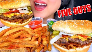 ASMR BACON CHEESEBURGER amp FRIES  FIVE GUYS BURGERS  EATING SOUNDS  ASMR Phan [upl. by Doane87]