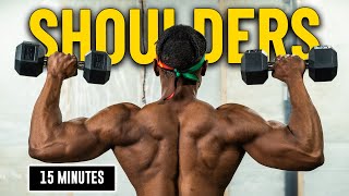 15 Minute Dumbbell Shoulders Workout  Burn amp Build 4 [upl. by Eniar]