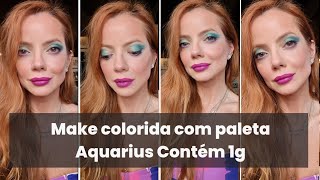 Julia Petit maquiagem colorida com paleta Contém1g [upl. by Druci]