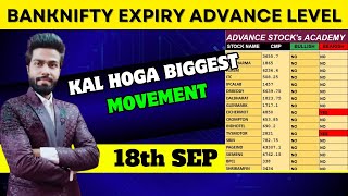 BANK NIFTY EXPIRY ADVANCE LEVEL amp NIFTY ANALYSE FOR 18th SEP trading nifty stockmarket banknifty [upl. by Sonnnie]