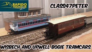 Rapido Trains Wisbech amp Upwell Bogie Tramcars Titfield Thunderbolt amp GER liveries Review amp Running [upl. by Eilram823]