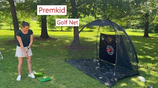 Premkid Golf Net with turf balls and tee easy set up amp fun golf golfpractice golfing [upl. by Jahdol]