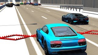 Spike Strip MultiVehicle Pileup Crashes 13 BeamNG Drive Police Spike Strip Testing [upl. by Ecnadnac]