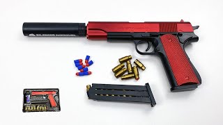 Unbox Soft Bullet gun Colt M 1911 Toy Gun Shell Ejection Model Outdoor Shooting Games Blaster Gun [upl. by Sirovaj987]