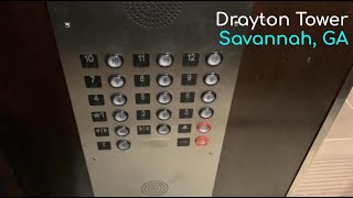 87 081124 Modded OTIS traction elevators  Drayton Tower Apartments  Downtown Savannah GA [upl. by Akeemat419]