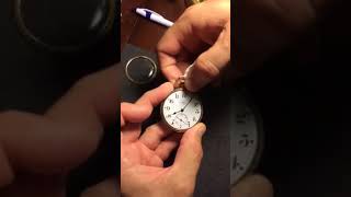 How to Change the Time on a Vintage Ball Hamilton RR Pocket Watch [upl. by Yonatan]