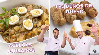 ACELGAS guisadas  TEQUEÑOS de queso con salsa de txistorra  Joseba y Karlos Arguiñano [upl. by Mario]