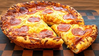 12quot Cast Iron Pan Pizza No knead with an unbelievably crispy Frico cheesy crust and base [upl. by Rapsag]