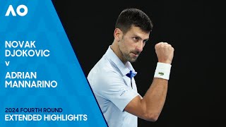 Novak Djokovic v Adrian Mannarino Extended Highlights  Australian Open 2024 Fourth Round [upl. by Alister]