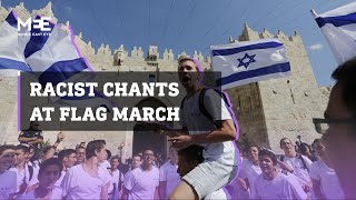 Israelis sing racist chants at Palestinians during Flag March in Jerusalem [upl. by Tildie980]