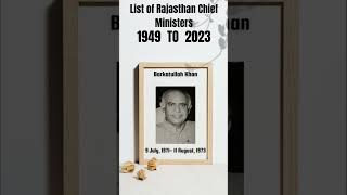 RAJASTHAN GK  RAJASTHAN CMs List  Rajasthan Current affairs [upl. by Atteselrahc]