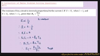 A Collection of Maths Problem Solving Questions273 Inverse Proportion [upl. by Nahshunn]