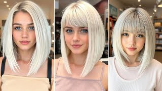 Chic Platinum Long Bob Hairstyles Sleek Silver Blonde Bob Platinum Asymmetrical Lob Textured Platinu [upl. by Sokram763]