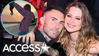 Behati Prinsloo amp Adam Levine Pose In New Photos w 3 Kids [upl. by Eniawd]