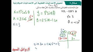 تحويل الاحداثيات القطبية الي الاحداثيات الديكارتية [upl. by Lahey240]