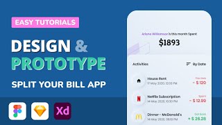 Split Your Bill  App Design Prototype  Neumorphic  Figma  Principle for Mac [upl. by Yvonner]