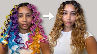 DIY Heatless Waves On Curly Hair  No Damage  Amazon Wave Formers [upl. by Enitsenrae]