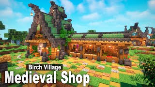 Minecraft How to build a MEDIEVAL SHOP  Village Tutorial [upl. by Ettesyl]