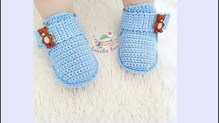 BOTINES A CROCHET PARA BEBE  PASO A PASO  TUTORIAL [upl. by Acilejna]