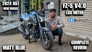 Redesign with New Features New 2024 BS7 E20 Yamaha FZS V4 Matte Blue Edition TCS  LCD  MxK [upl. by Fausta]