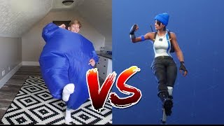 FORTNITE DANCE CHALLENGE in a BALLOON SUIT In Real Life with Ashlund Jade [upl. by Verneuil]